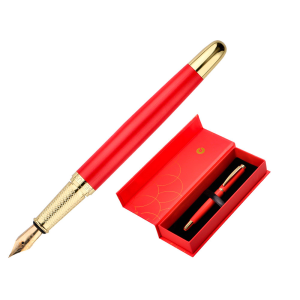 Pluma belius passion dor aluminio textura cepillada color rojo y dorado tinta azul caja de diseño