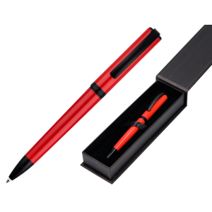 Boligrafo belius turbo aluminio color rojo y negro tinta azul caja de diseño