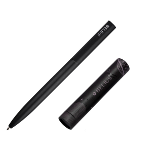 Boligrafo belius rocket b aluminio color minimalista negro tinta azul caja cilindrica