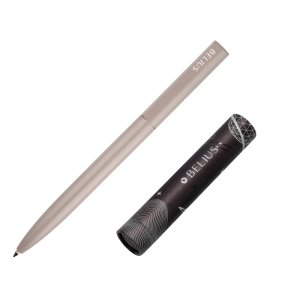 Boligrafo belius rocket b aluminio color minimalista gris tinta azul caja cilindrica