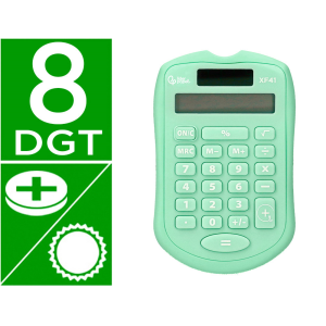 Calculadora liderpapel bolsillo xf42 8 digitos solar y pilas color verde 94x59,5x10,5mm