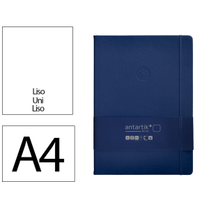 Cuaderno con gomilla antartik notes tapa dura a4 hojas lisas azul marino 100 hojas 80 gr fsc