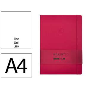 Cuaderno con gomilla antartik notes tapa dura a4 hojas lisas burdeos 100 hojas 80 gr fsc