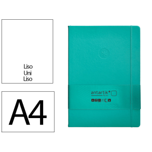 Cuaderno con gomilla antartik notes tapa dura a4 hojas lisas turquesa 100 hojas 80 gr fsc