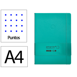 Cuaderno con gomilla antartik notes tapa dura a4 hojas puntos turquesa 100 hojas 80 gr fsc