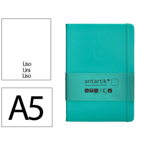 Cuaderno con gomilla antartik notes tapa dura a5 hojas lisas turquesa 100 hojas 80 gr fsc