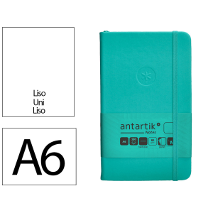 Cuaderno con gomilla antartik notes tapa dura a6 hojas lisas turquesa 100 hojas 80 gr fsc