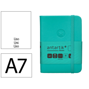 Cuaderno con gomilla antartik notes tapa dura a7 hojas lisas turquesa 80 hojas 80 gr fsc
