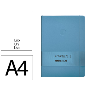Cuaderno con gomilla antartik notes tapa dura a4 hojas lisas azul claro 100 hojas 80 gr fsc