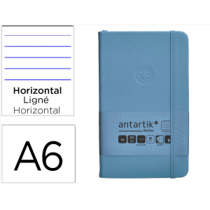 Cuaderno con gomilla antartik notes tapa dura a6 hojas rayas azul claro 100 hojas 80 gr fsc