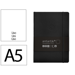 Cuaderno con gomilla antartik notes tapa blanda a5 hojas lisas negro 80 hojas 80 gr fsc