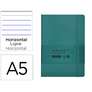 Cuaderno con gomilla antartik notes tapa blanda a5 hojas rayas verde aguamarina 80 hojas 80 gr fsc