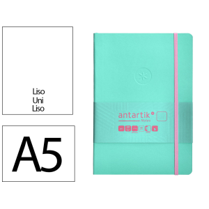 Cuaderno con gomilla antartik notes tapa blanda a5 hojas lisas rosa y turquesa 80 hojas 80 gr fsc
