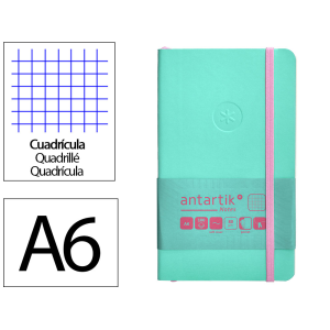 Cuaderno con gomilla antartik notes tapa blanda a6 cuadricula rosa y turquesa 100 hojas 80 gr fsc