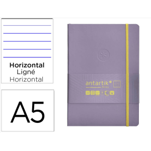Cuaderno con gomilla antartik notes tapa blanda a5 hojas rayas morado y amarillo 80 hojas 80 gr fsc