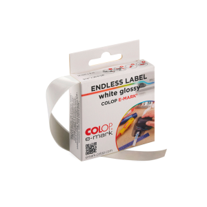 Cinta adhesiva colop polipropileno blanco brillo para impresora e-mark