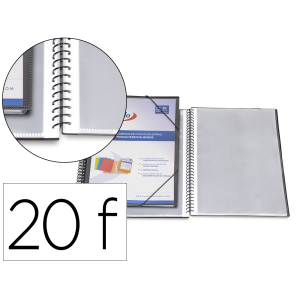 Carpeta pardo escaparate con espiral 20 fundas folio personalizable color negra