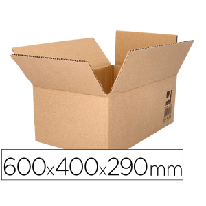 Caja para embalar q-connect americana ultra resistente carton reciclado canal doble 7mm color kraft 600x400x290 mm