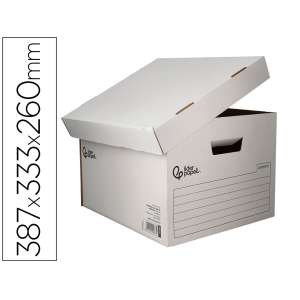 Cajon contenedor liderpapel carton automatico para 3 cajasarchivo definitivo folio / 4 archivadores a-z 387x333x260mm