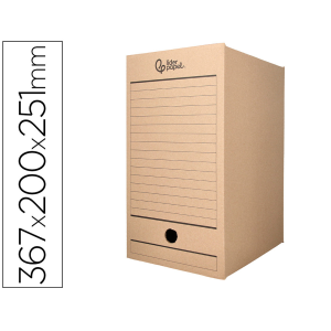 Caja archivo definitivo liderpapel folio doble ancho carton reciclado 400g/m2 lomo 200 mm kraft 367x200x251 mm
