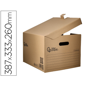 Cajon contenedor liderpapel carton manual para 3 cajas archivo definitivo folio / 3 archivadores a-z 387x333x260mm