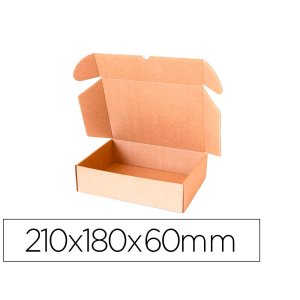 Caja automontable q-connect para e-commerce y regalo carton reciclado canal simple 3 mm kraft 210x180x60 mm