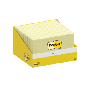 Bloc de notas adhesivas quita y pon post-it 76x127 mm 100 hojas amarillo canario retractilado individualmente