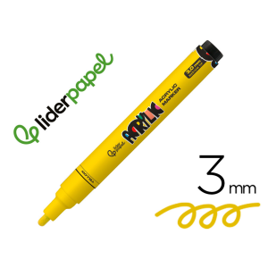 Rotulador liderpapel acrylic base agua todo tipo de superficie punta redonda 3 mm amarillo