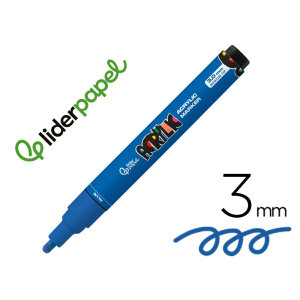 Rotulador liderpapel acrylic base agua todo tipo de superficie punta redonda 3 mm azul
