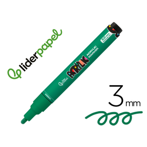 Rotulador liderpapel acrylic base agua todo tipo de superficie punta redonda 3 mm verde