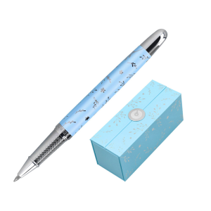Roller belius bella aluminio color azul celeste diseño plateado relieve tinta color negro caja de diseño