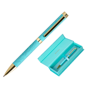 Boligrafo belius wild west aluminio color turquesa doradotinta color azul caja de diseño