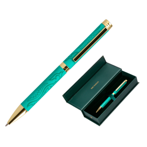 Boligrafo belius wild west aluminio color verde tinta color azul caja de diseño