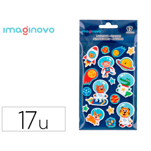 Pegatinas imaginovo luminosas astronautas con relieve 190x105 mm en blister
