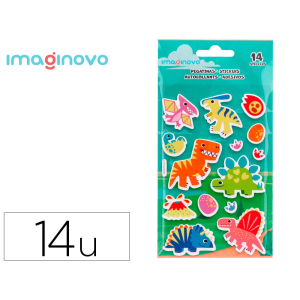 Pegatinas imaginovo luminosas dinosaurios con relieve 190x105 mm en blister