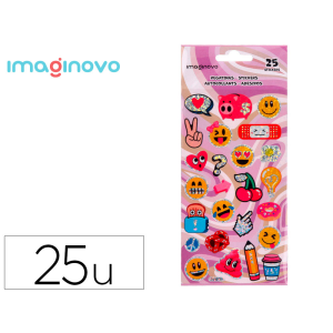 Pegatinas imaginovo diseños surtidos smiley con brillo 214x100 mm en blister