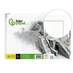 Bloc dibujo liderpapel lineal historico espiral 230x325mm 20 hojas 130g/m2 con recuadro perforado