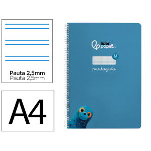 Cuaderno espiral liderpapel a4 pautaguia tapa blanda 80h 75gr cuadro pautado 2,5mm color azul