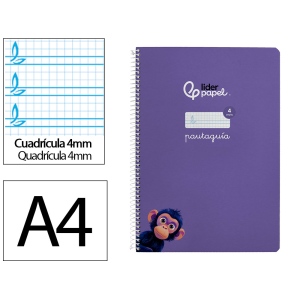 Cuaderno espiral liderpapel a4 pautaguia tapa dura 80h 90gr cuadro pautado 4mm color lila