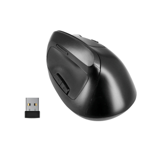 Raton q-connect optico inalambrico ergonomico vertical dpi 800/1200/1600 bateria recargable negro