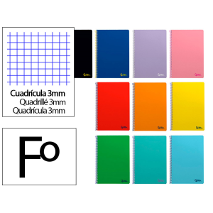 Cuaderno espiral liderpapel a4 smart tapa blanda 80h 75gr cuadro 3 mm con margen colores surtidos