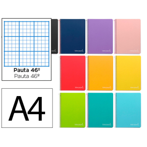 Cuaderno espiral liderpapel a4 witty tapa dura 80h 90gr rayado nº46 colores surtidos