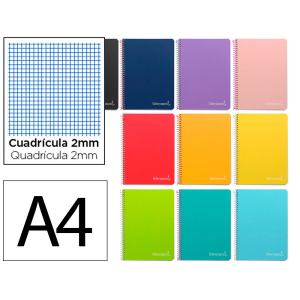 Cuaderno espiral liderpapel a4 witty tapa dura 80h 90gr milimetrado 2mm colores surtidos