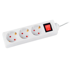 Regleta q-connect 3 tomas de corriente con interruptor longitud cable 1,5 mt color blanco