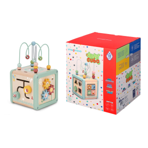Juego infantil imaginovo madera cubo de actividades +18 meses 15,5x15,5x28cm