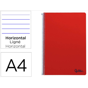 Cuaderno espiral liderpapel a4 smart tapa blanda 80h 75gr rayado horizontal con margen color rojo