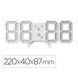 Reloj q-connect de pared digital con temperatura 3 alarmas control de sonido 220x40x87 mm
