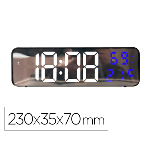 Reloj q-connect de pared y sobremesa digital con temperatura 230x35x70 mm