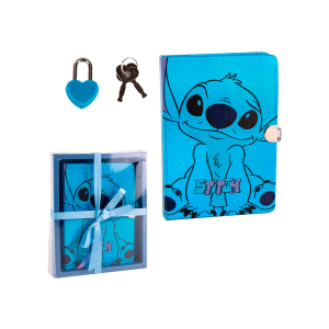 Diario stitch con candado forma corazon 165x210 mm