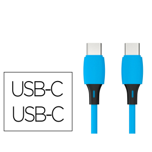 Cable usb-c a usb-c q-connect pvc longitud 1m azul